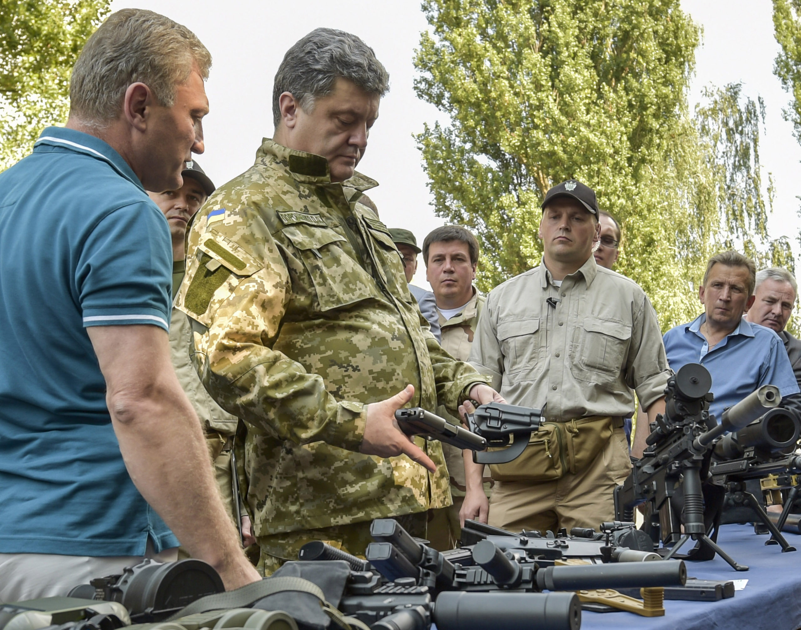 Ukrainan presidentti Petro Porošenko vieraili maan kansalliskaartin koulutuskeskuksessa Kiovan lähellä heinäkuun lopulla.